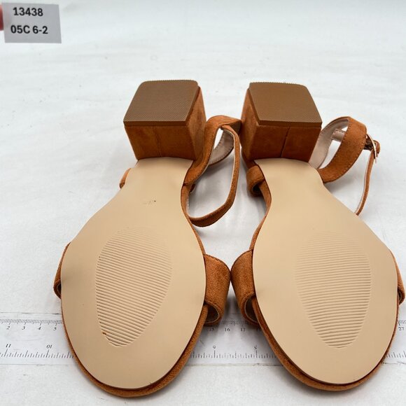 miss left Women Chic Open Round Toe Sandals Block Chunky Low Heels Brown - Picture 6 of 6